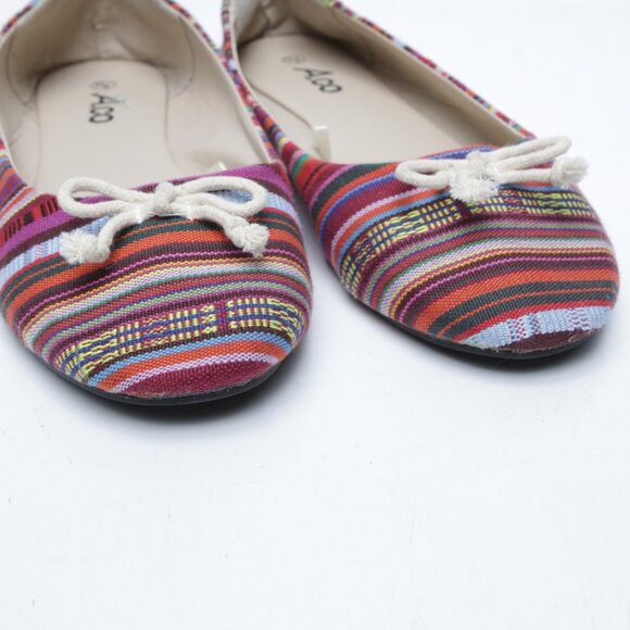 A.co Peruvian Blanket Flats Shoes Tribal Aztec Stripes Casual Shoes Red Bow Toe - Picture 7 of 8